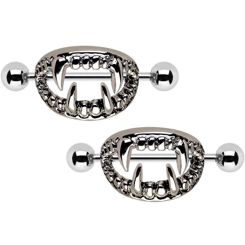 Scary Halloween Fangs Nipple Shield Set 14G 18mm