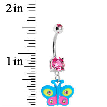 Pink Gem Blue Cutie Butterfly Belly Ring