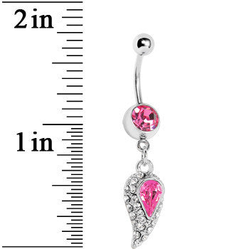 Pink Gem Inverted Encrusted Teardrop Belly Ring