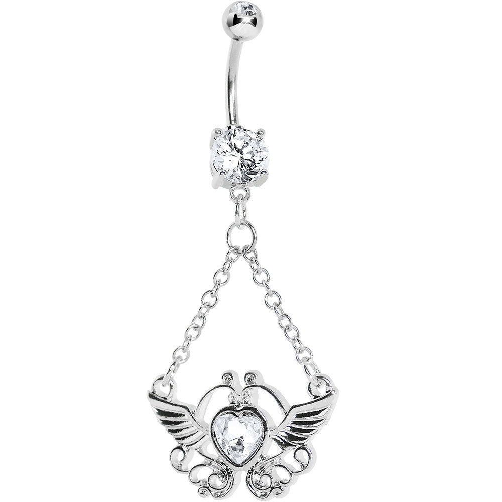 Crystalline Gem Girly Winged Heart Belly Ring
