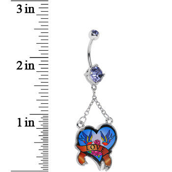Double Gem Love Birds Heart Belly Ring