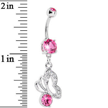 Pink Gem Twinkle Butterfly Belly Ring