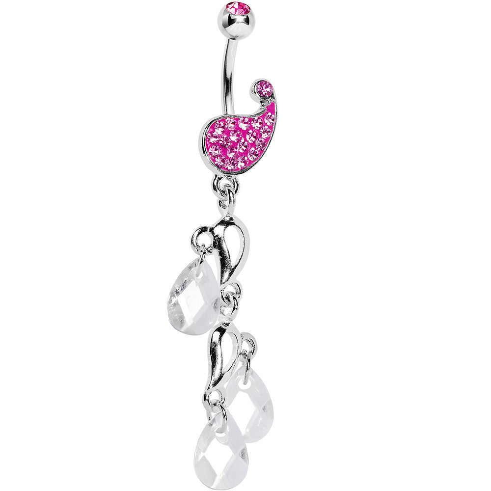 Pink Gem Raindrop Ice Belly Ring