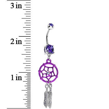 Violet Gem Neon Web Dreamcatcher Belly Ring