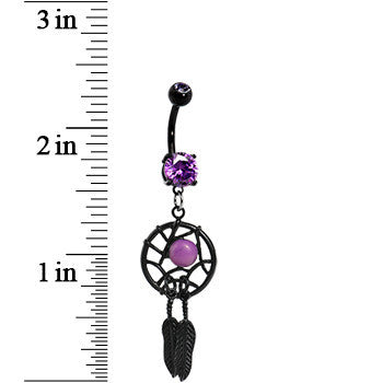 Violet Gem Black Dreamcatcher Belly Ring