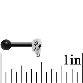 Black Acrylic 925 Silver Black Gem Bull Cartilage Earring