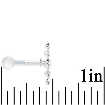 White Acrylic 925 Silver Clear Gem Left Cartilage Earring