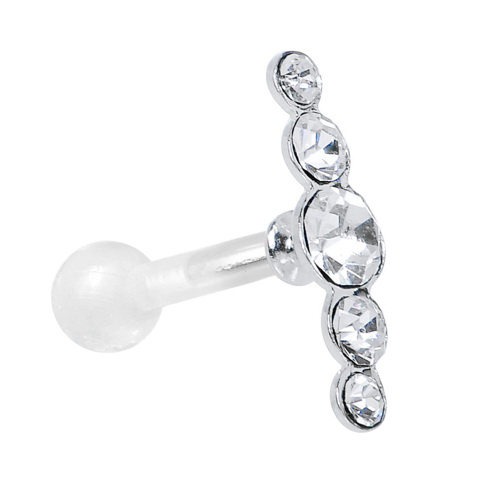 White Acrylic 925 Silver Clear Gem Left Cartilage Earring