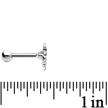 Silver 925 Clear CZ Dual Flower Cartilage Tragus Earring