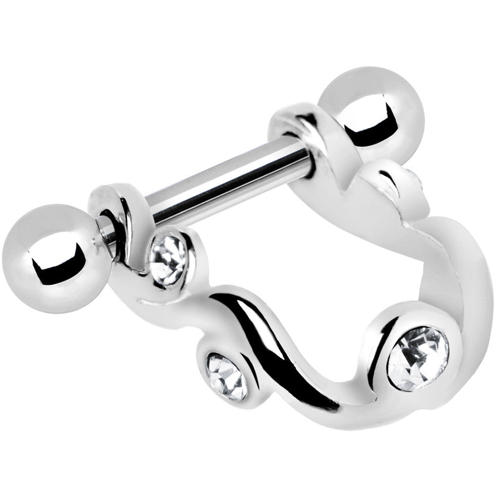 Silver 925 Crystalline Gem floral Swirl Mini Cartilage Shield Earring