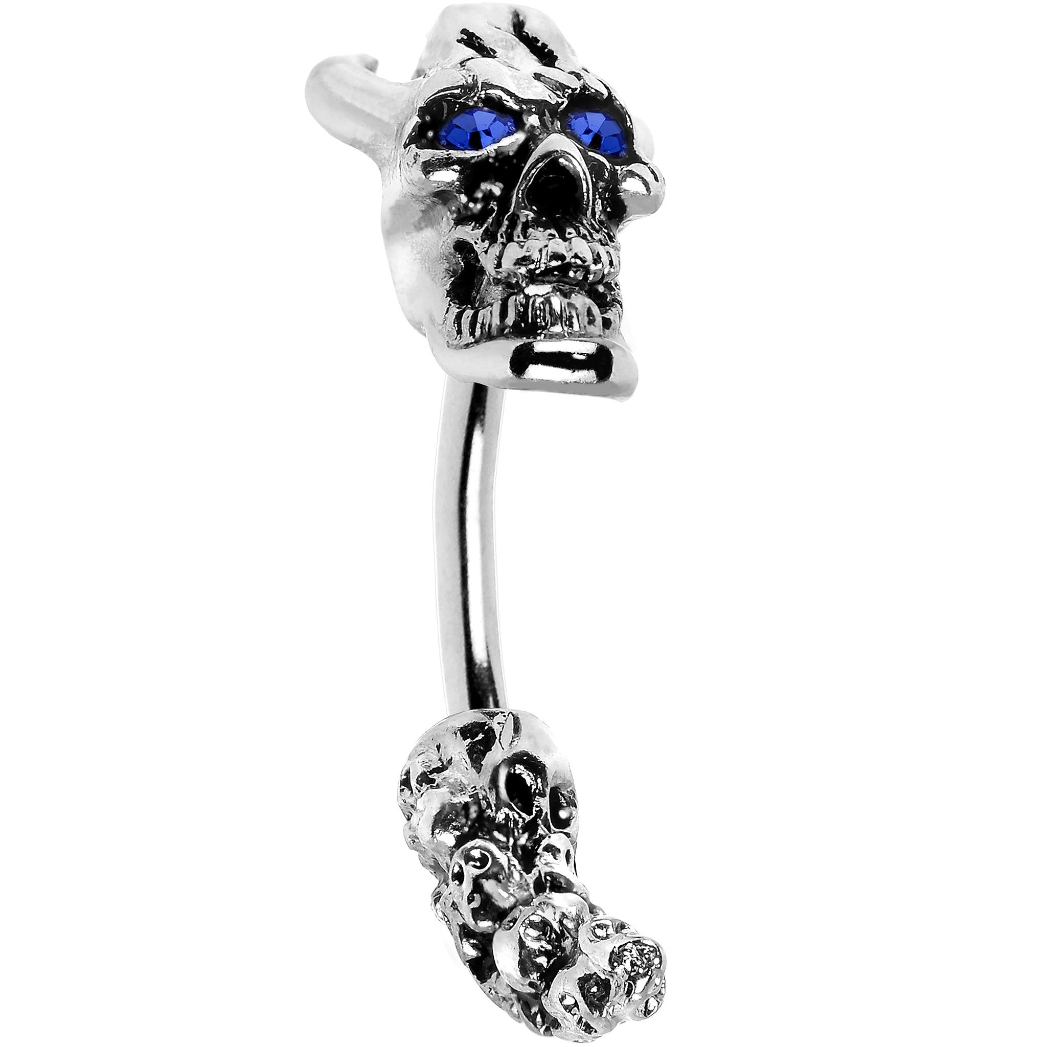 Sapphire Blue Gem Demon Skull Eyebrow Ring