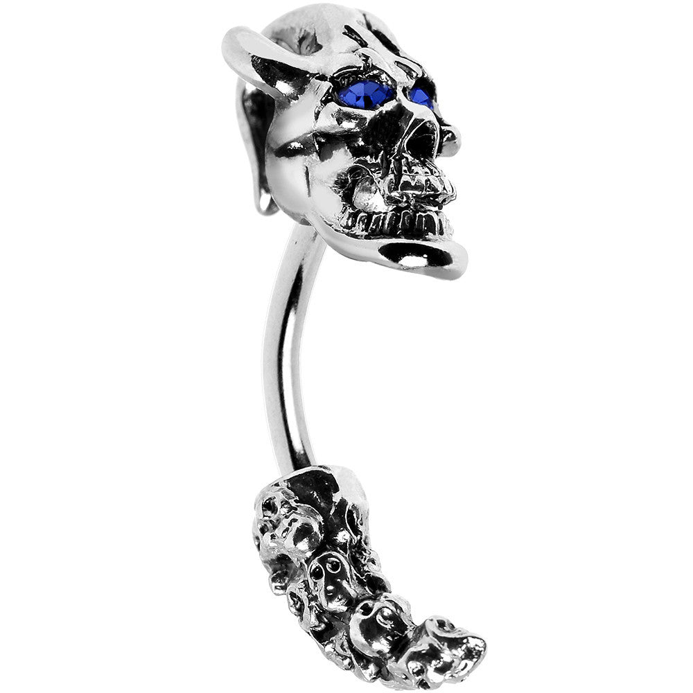 Sapphire Blue Gem Demon Skull Eyebrow Ring