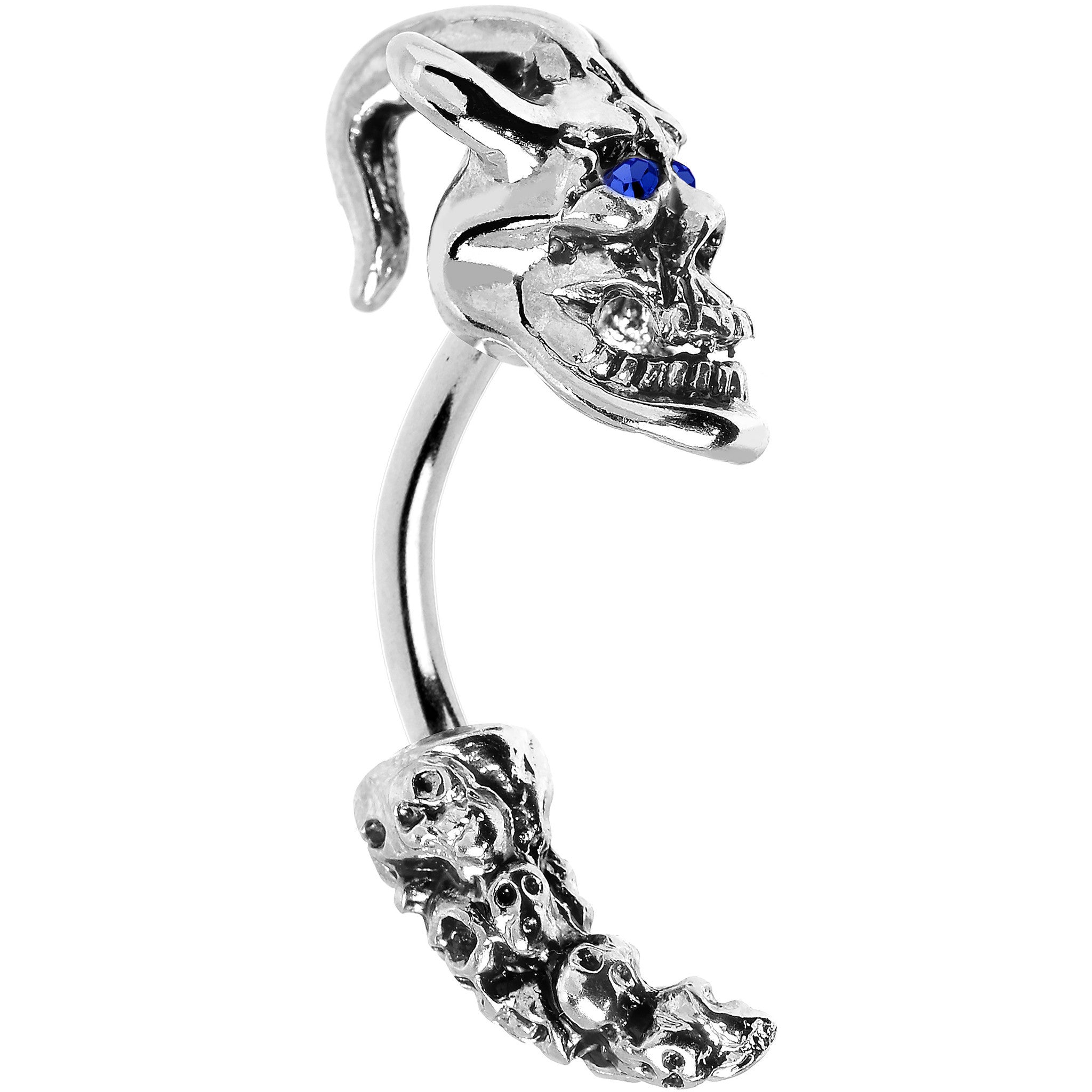 Sapphire Blue Gem Demon Skull Eyebrow Ring