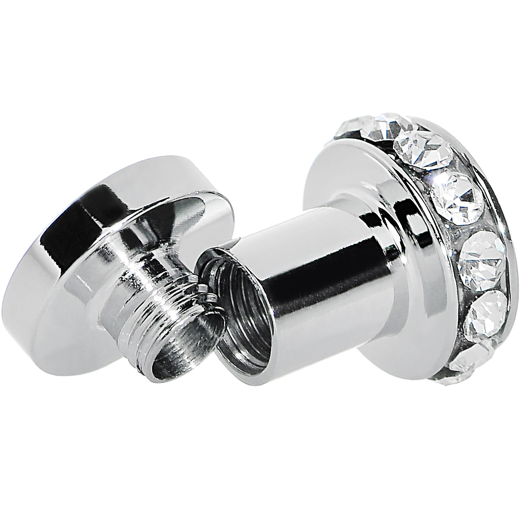 4G Clear Gem Stainless Steel Double Bling Screw Fit Tunnel Plug