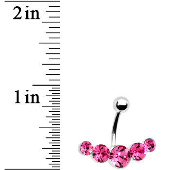 Pink Gem Five Across Top Mount Belly Ring