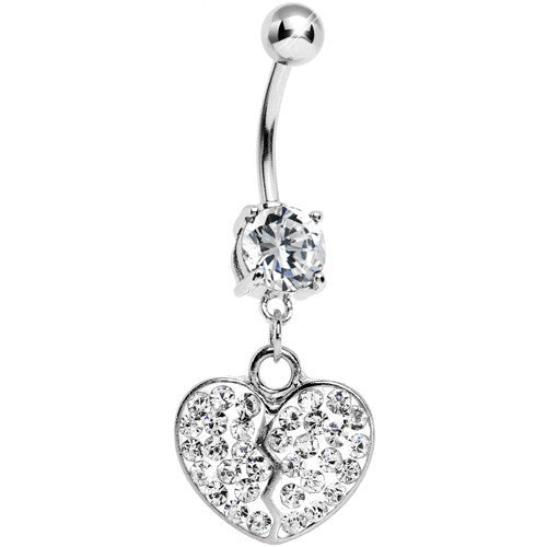 Crystalline Gem Broken Heart Dangle Belly Ring