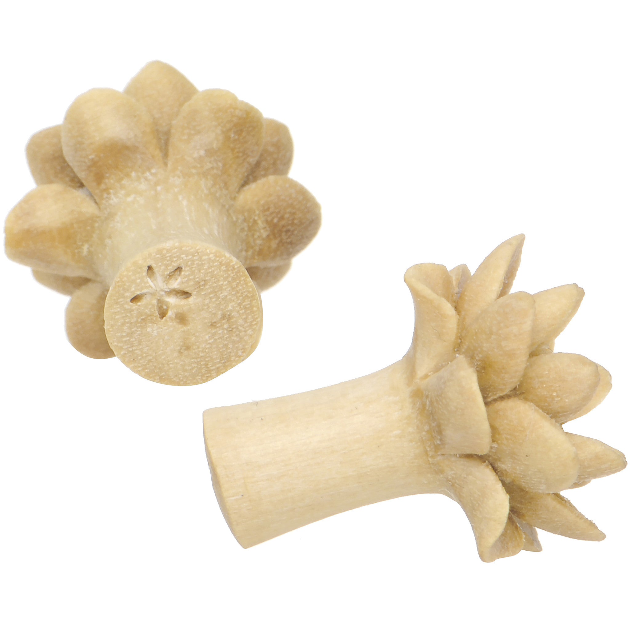 2G Organic Crocodile Wood Lily Hand Carved Plug Set