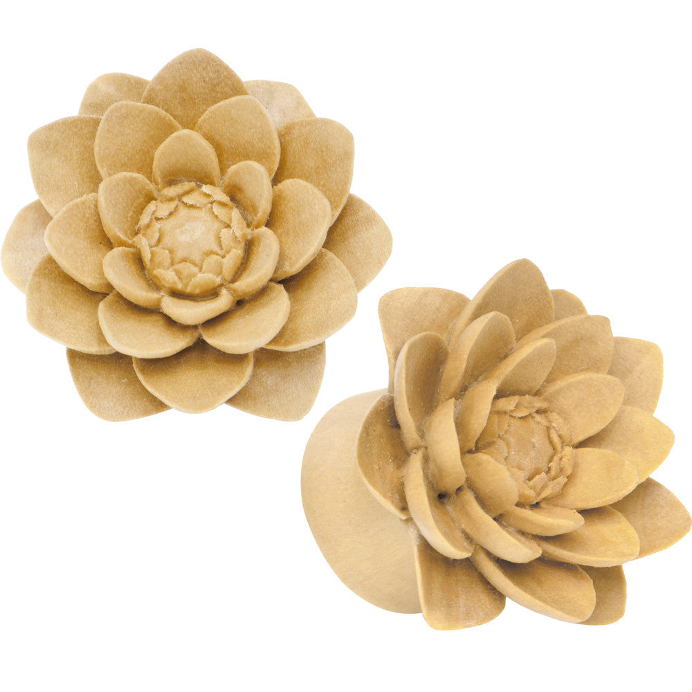 Flower Of Life Wooden Saddle Fit Organic Ear Plug - 10mm Brown鳄鱼纹