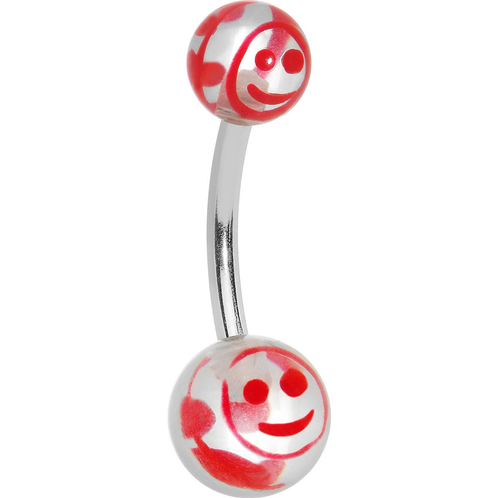 Red Happy Smile Face Belly Ring