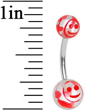 Red Happy Smile Face Belly Ring