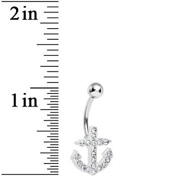 Nautical But Nice Clear Gem Anchor Belly Ring