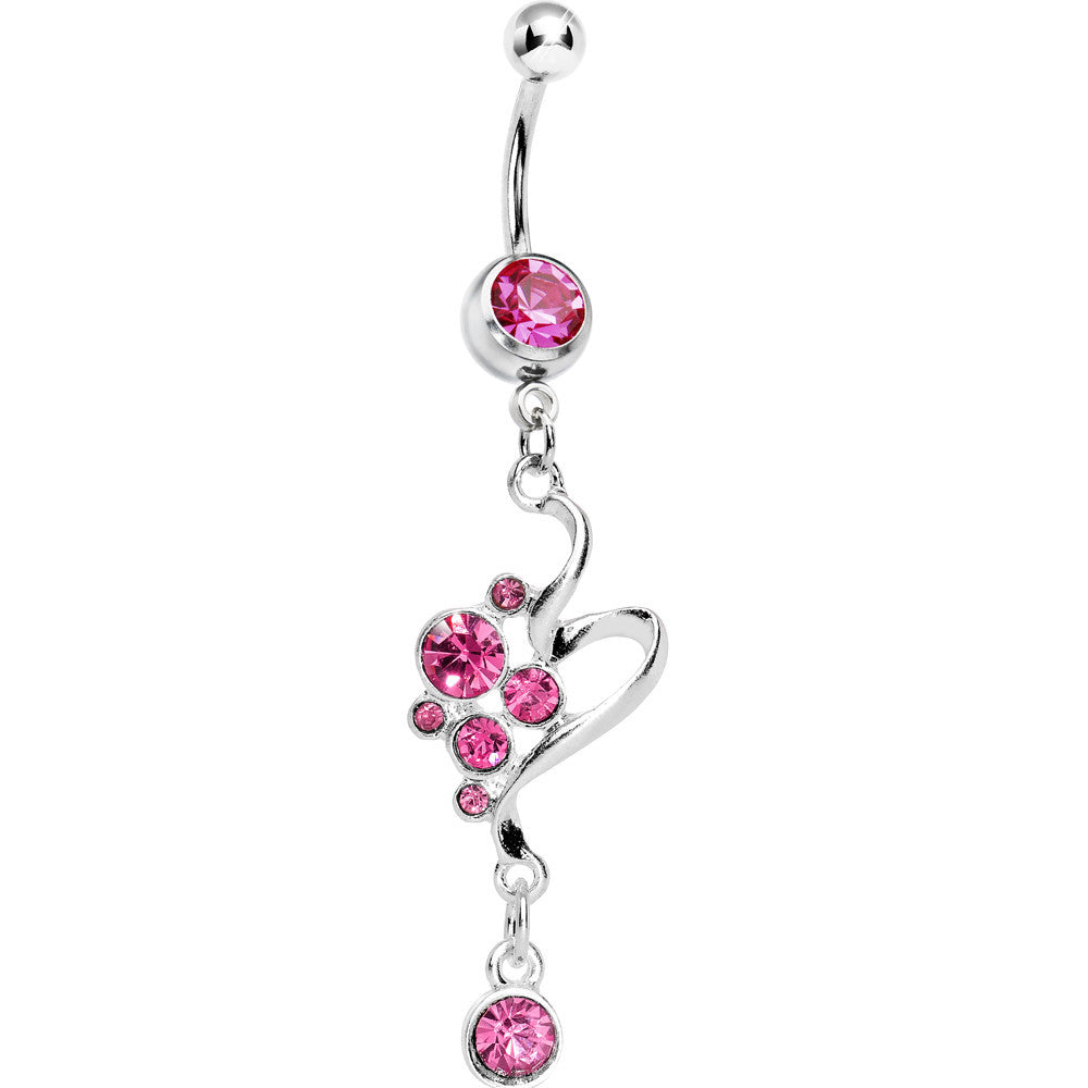 Pink Gem Bubbles Swirl Drop Belly Ring