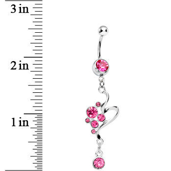 Pink Gem Bubbles Swirl Drop Belly Ring