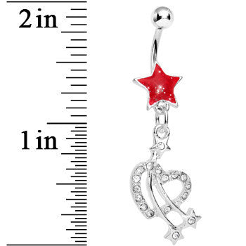 Red Shooting Stars and Hearts Belly Ring