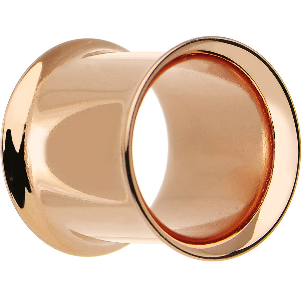 7/16 Double Flare Rose Gold Plated Hollow Tunnel Plug