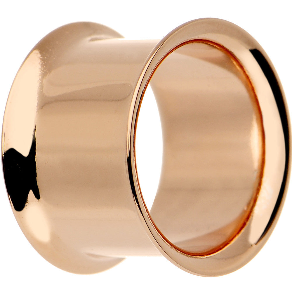9/16 Double Flare Rose Gold Plated Hollow Tunnel Plug