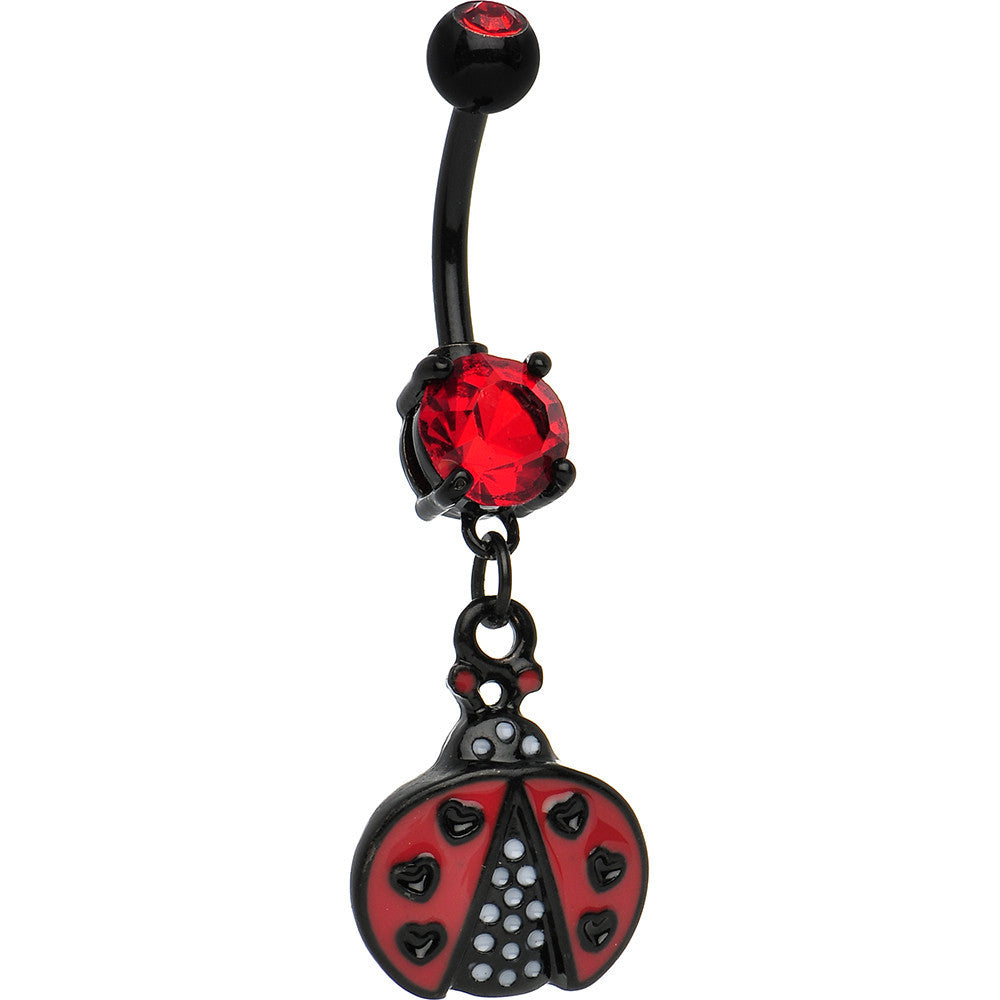 Red Black Love Lady Bug Belly Ring
