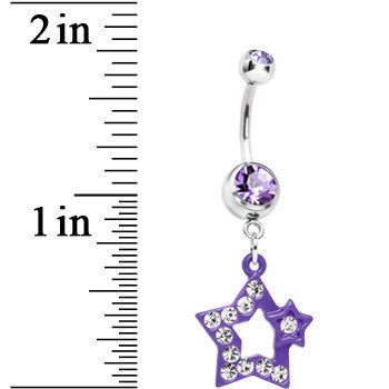 Twinkle Clear Gem Purple Star Dangle Belly Ring