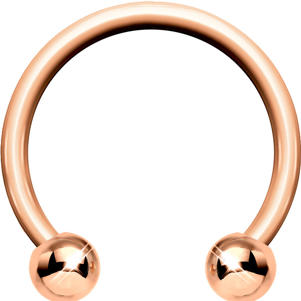 14G Rose Gold Circular Horseshoe Barbell 1/2 4mm Ball