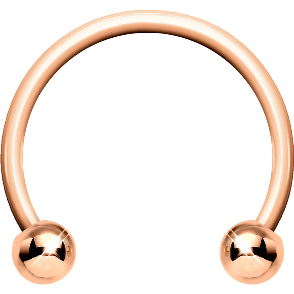 18G Rose Gold Circular Horseshoe Barbell 7/16 3mm Ball