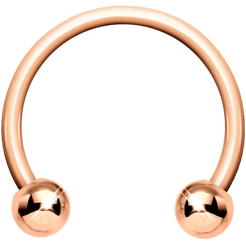 18G Rose Gold Circular Horseshoe Barbell 3/8 3mm Ball