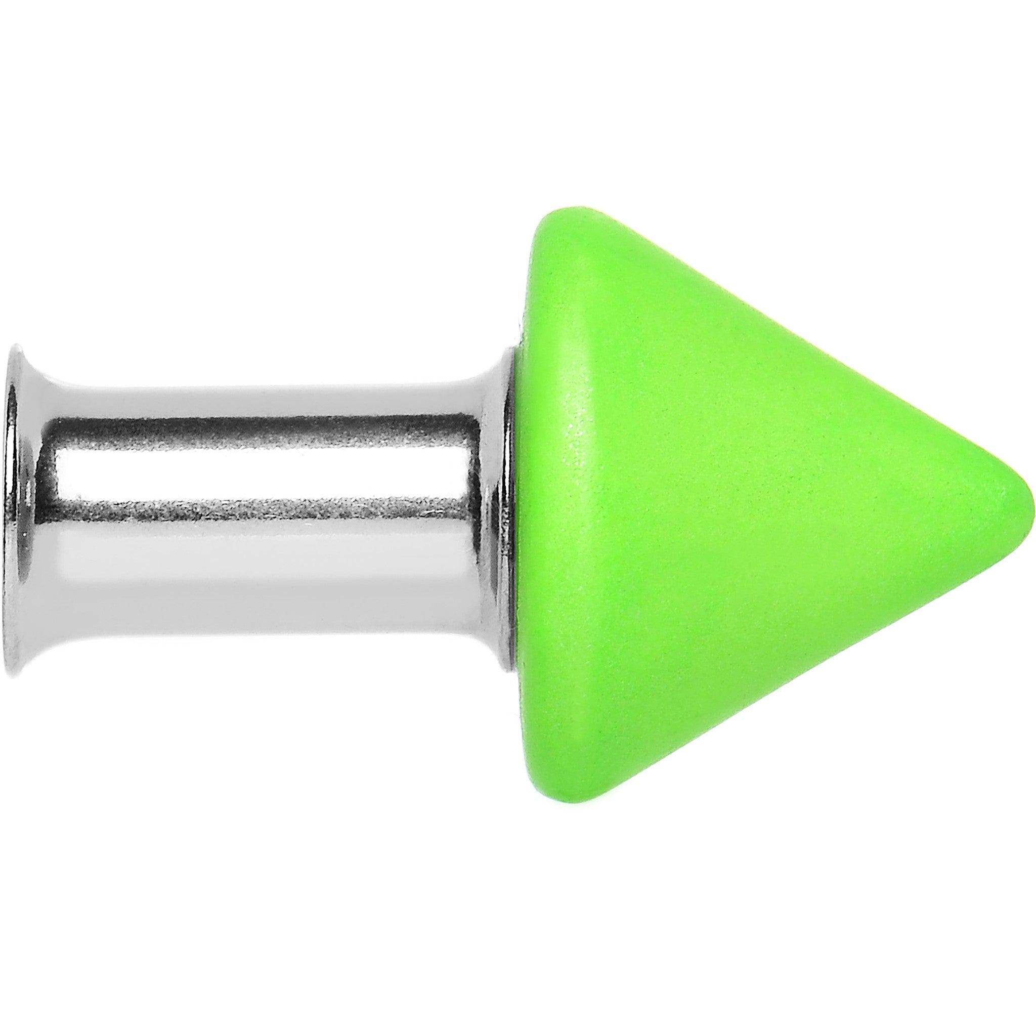 4G Green Neon Cone Stainless Steel Plug