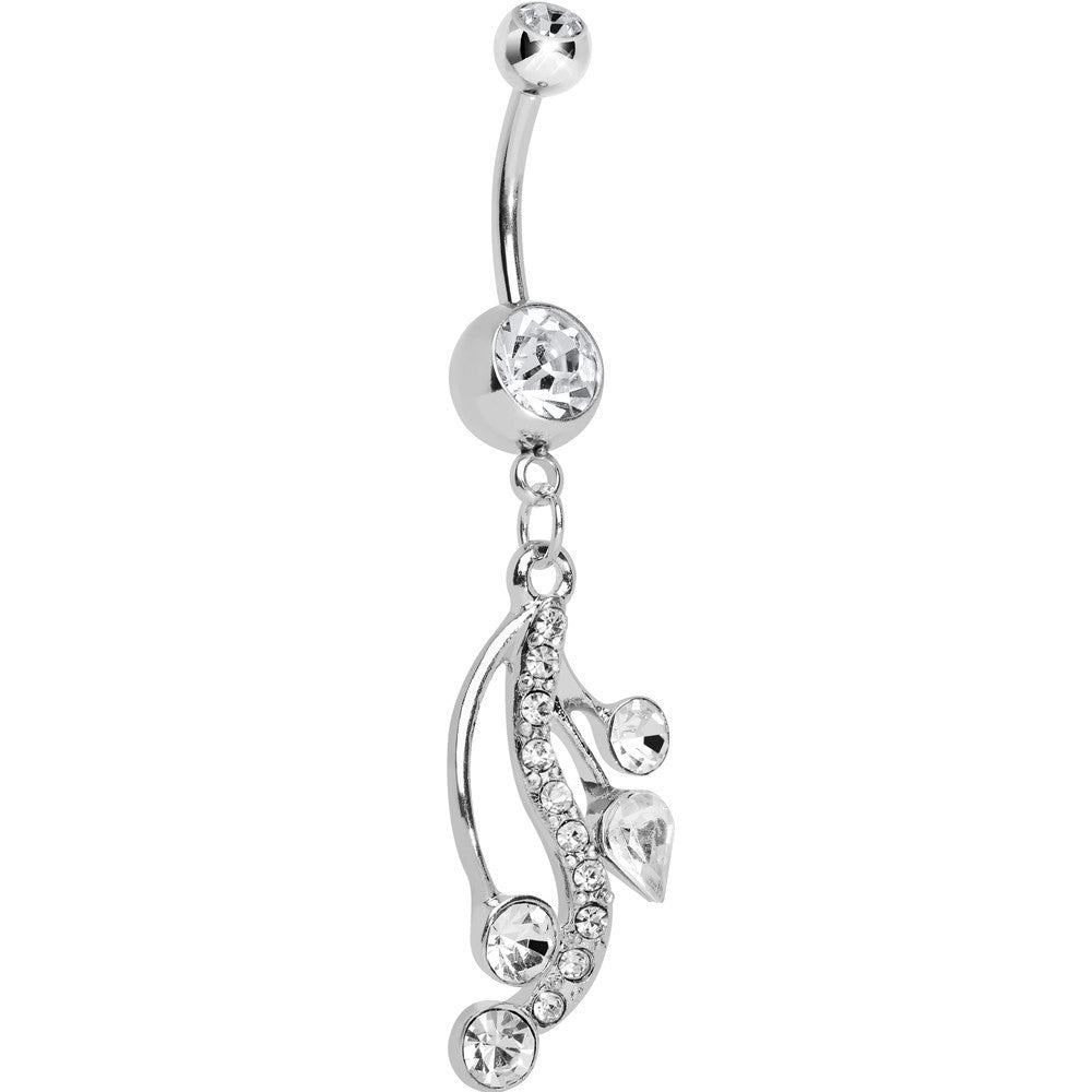Clear Gem Swirling Bubbles Dangle Belly Ring