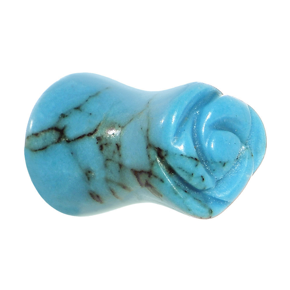2G Natural Blue Turquoise Blooming Flower Stone Saddle Plug