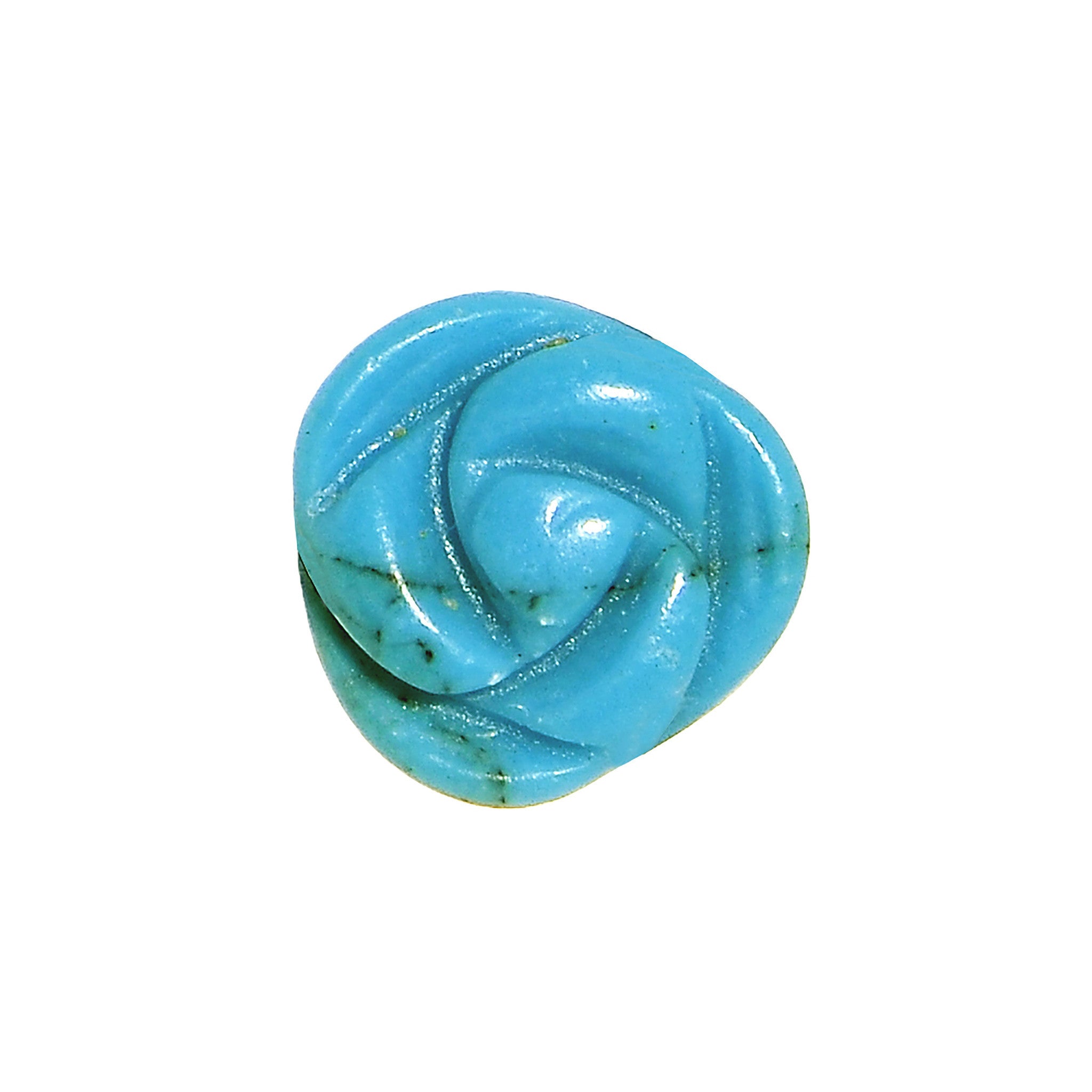 2G Natural Blue Turquoise Blooming Flower Stone Saddle Plug