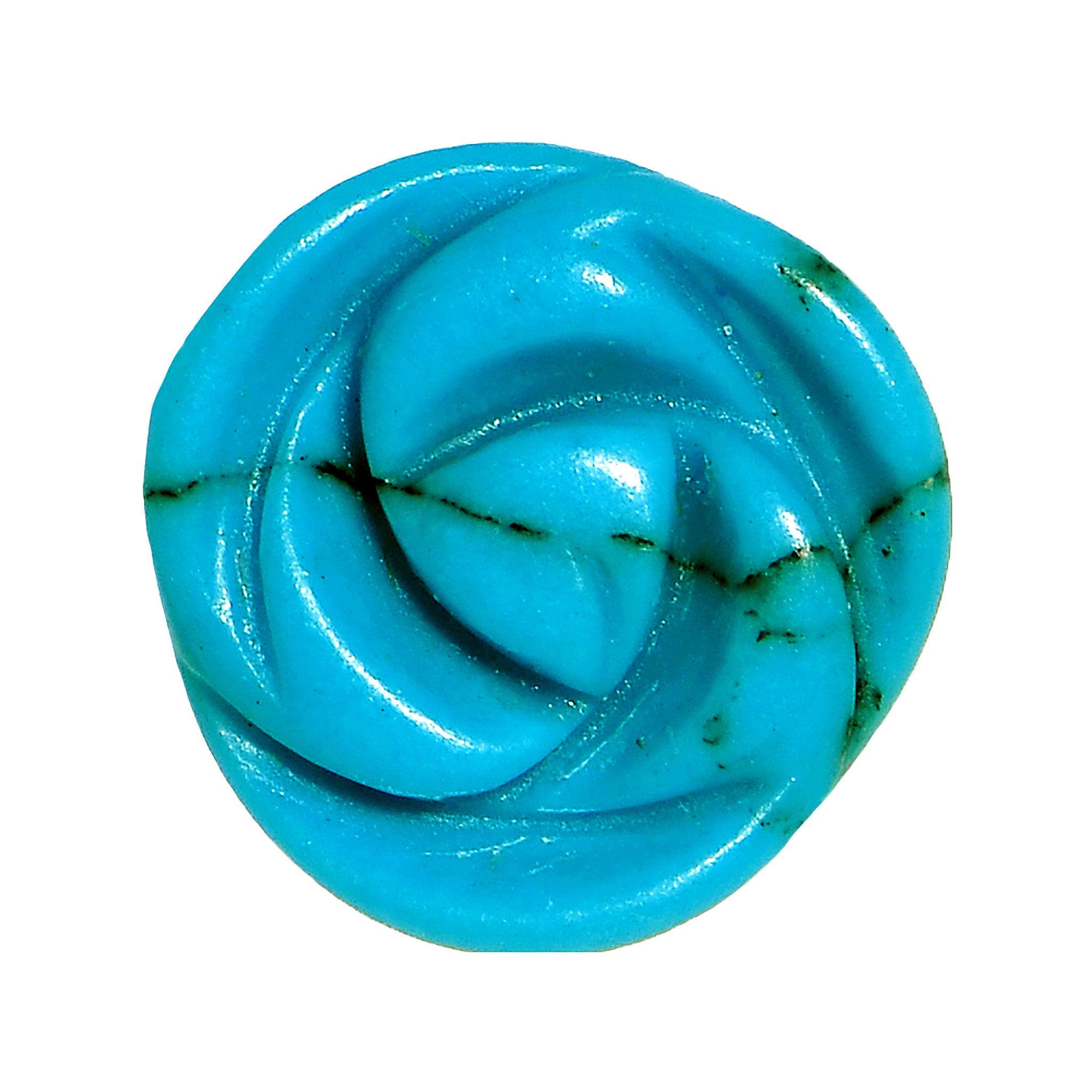 00G Natural Blue Turquoise Blooming Flower Stone Saddle Plug