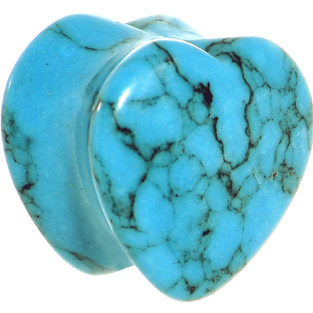 9/16 Natural Blue Turquoise Sweet Heart Stone Saddle Plug