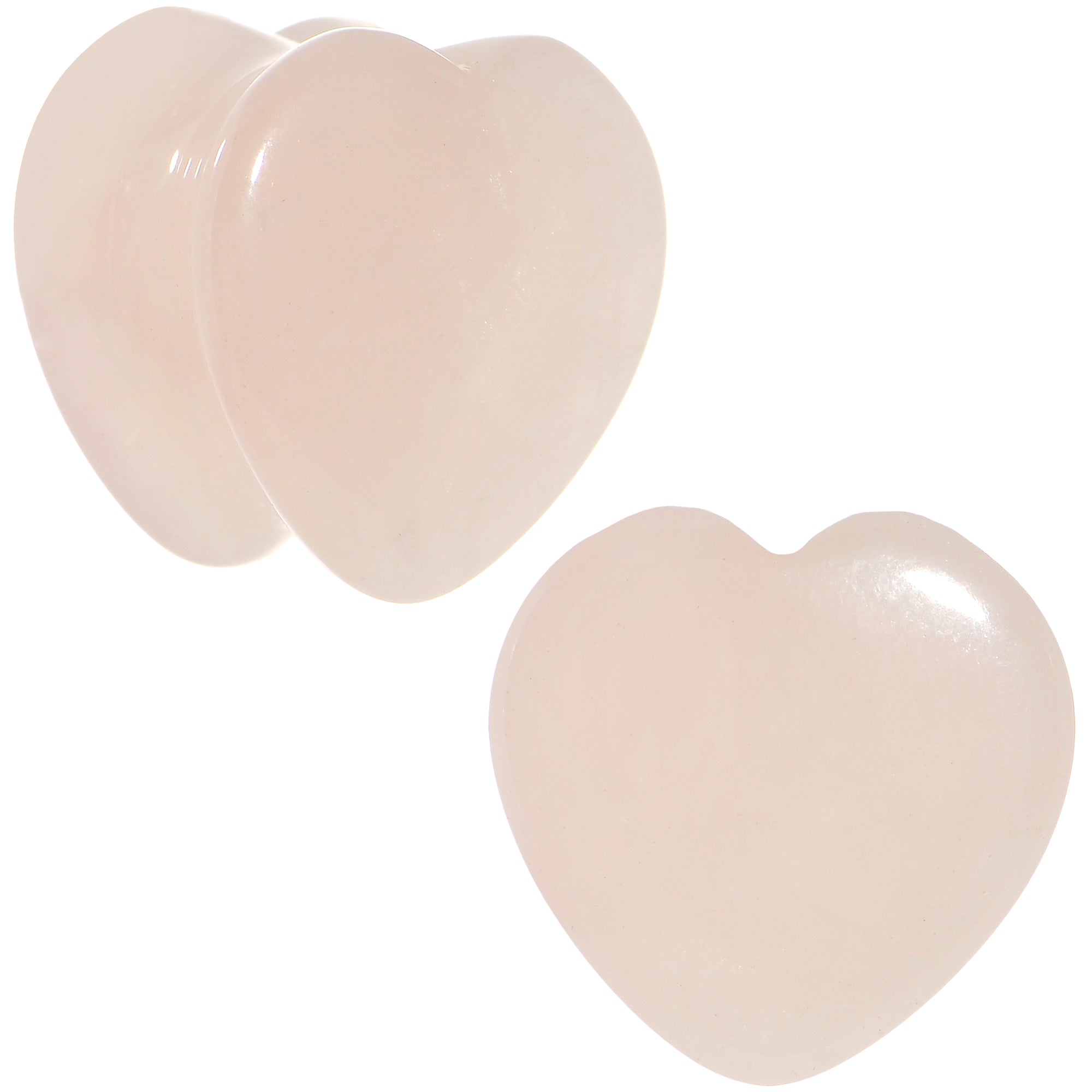 9/16 Natural Rose Quartz Sweet Heart Stone Saddle Plug Set