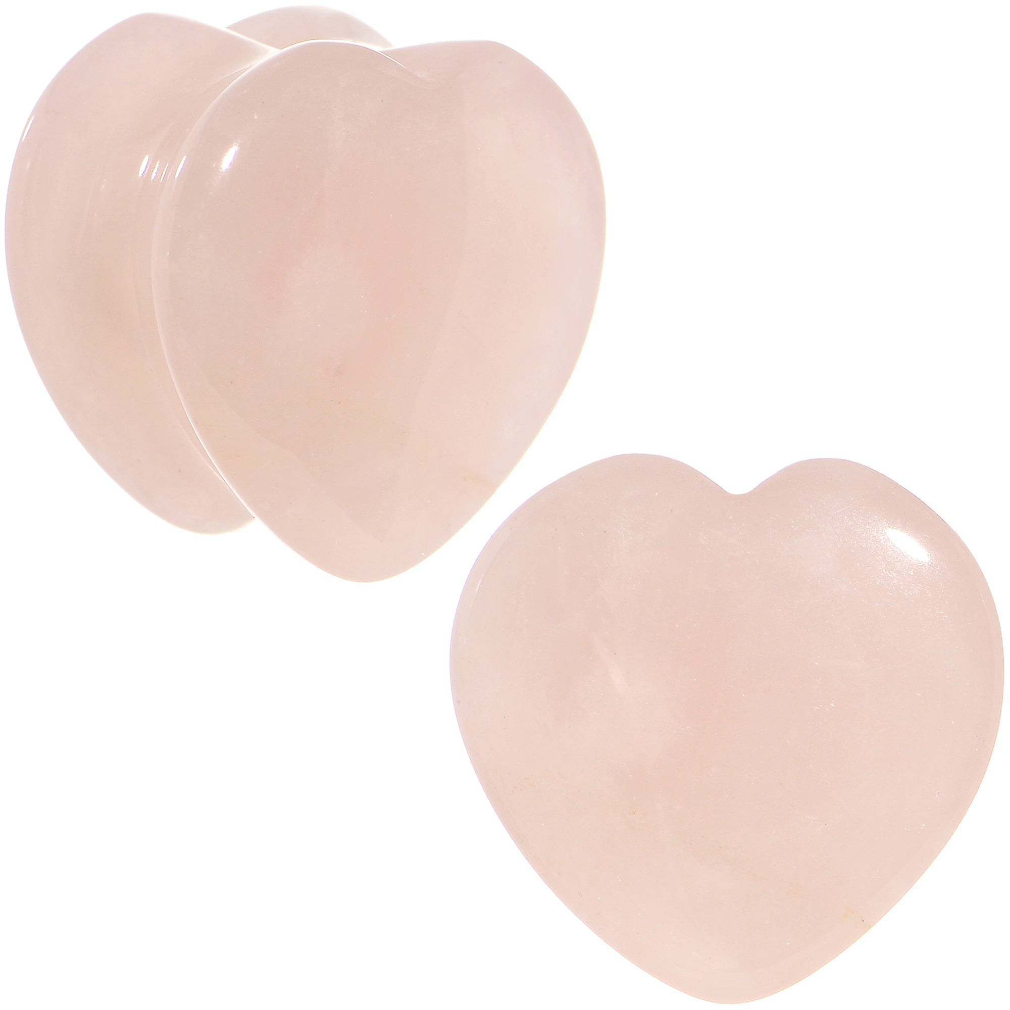 5/8 Natural Rose Quartz Sweet Heart Stone Saddle Plug Set