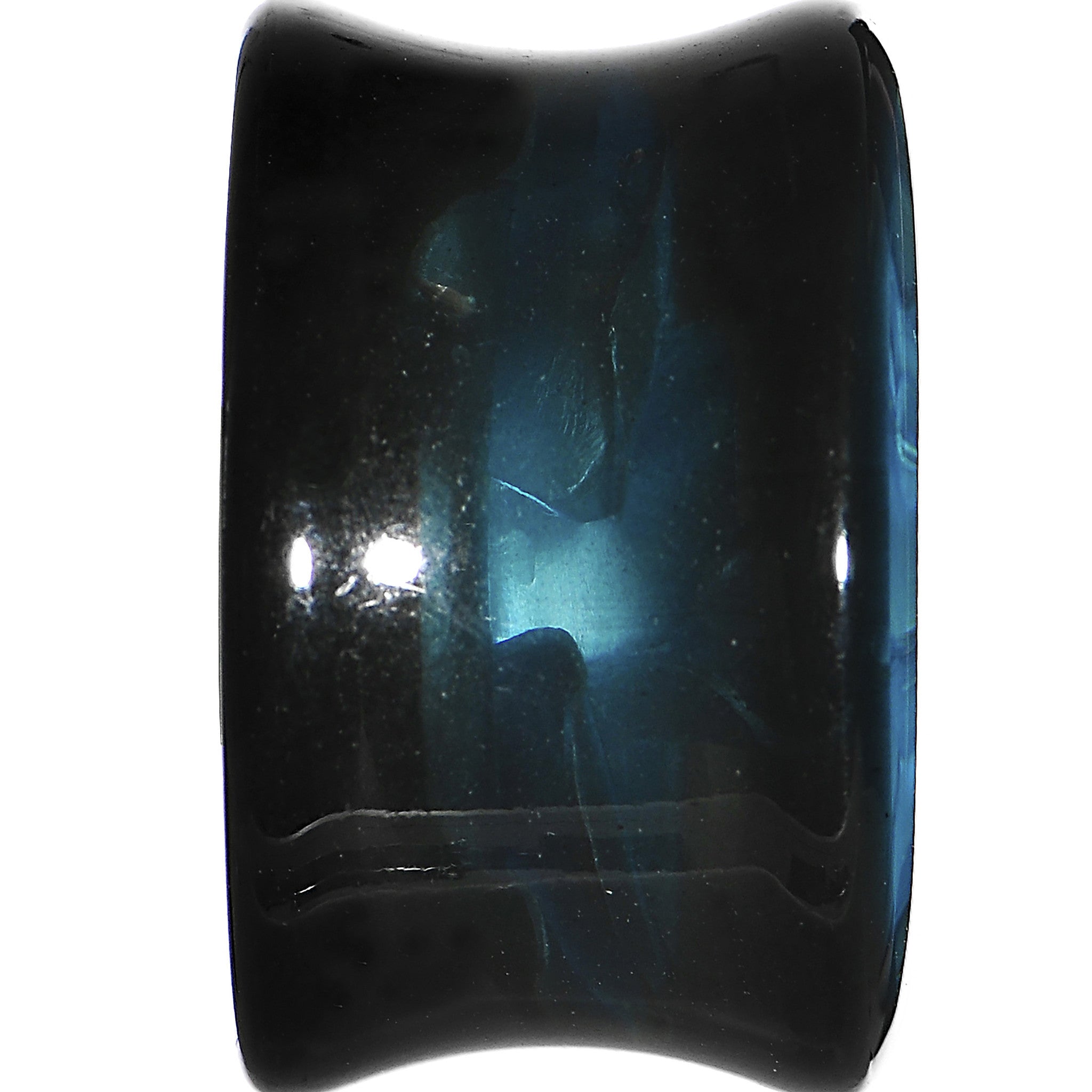 18mm Black Acrylic Aqua Metallic Rose Flower Plug