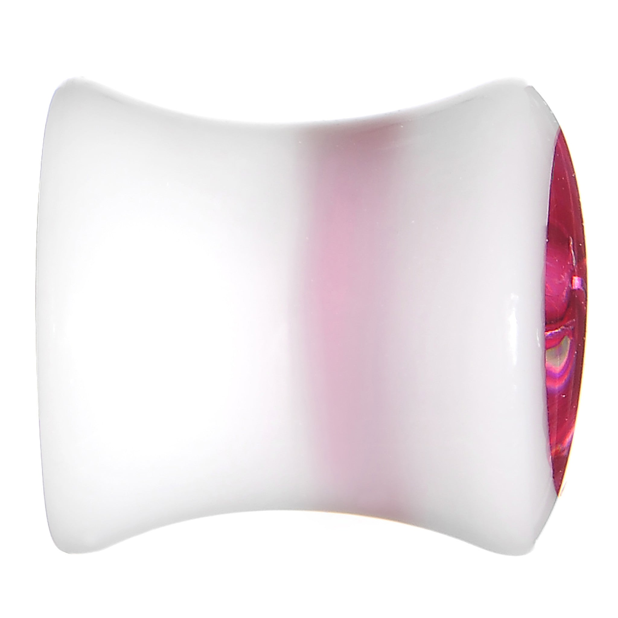 0G White Acrylic Pink Metallic Rose Flower Plug