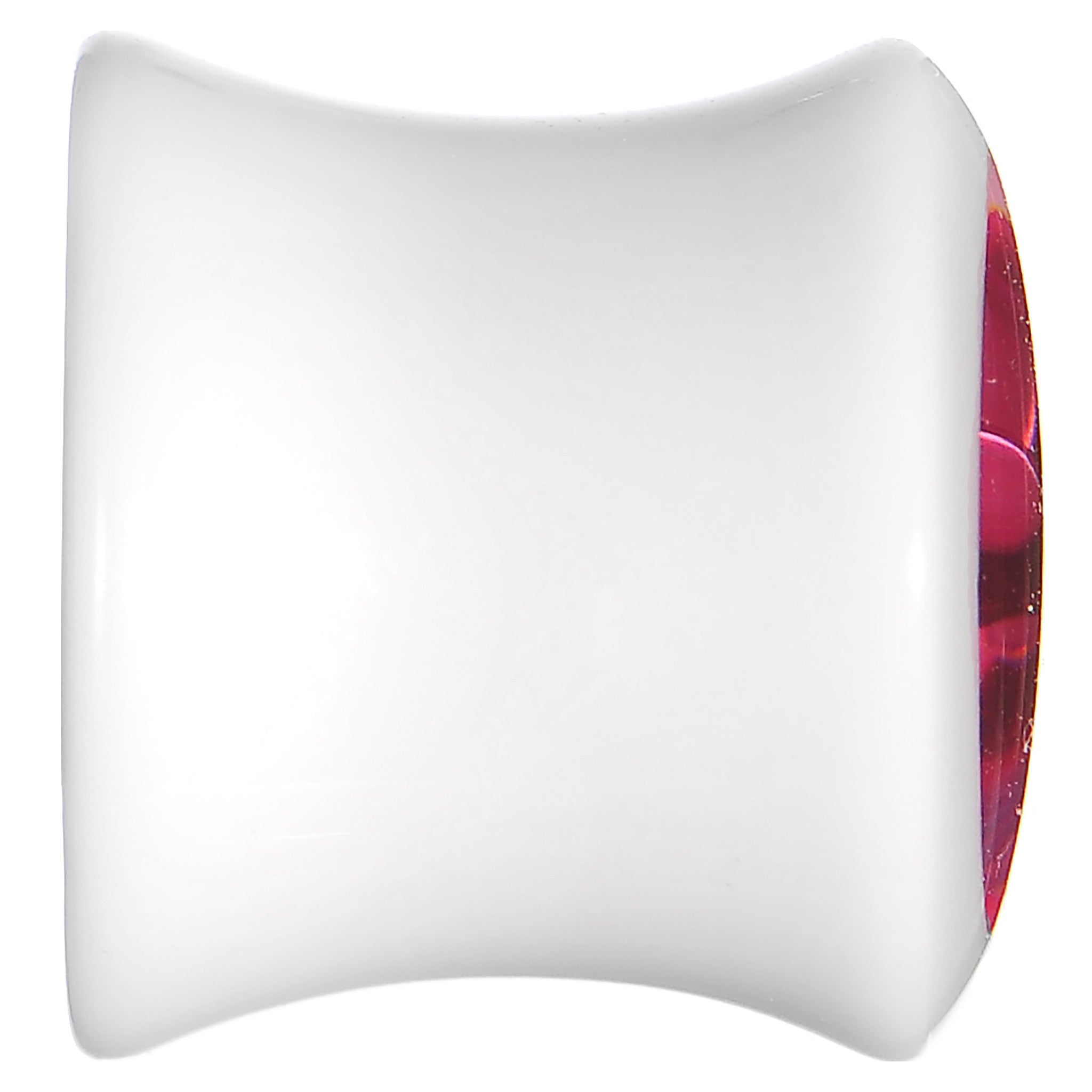 00G White Acrylic Pink Metallic Rose Flower Plug