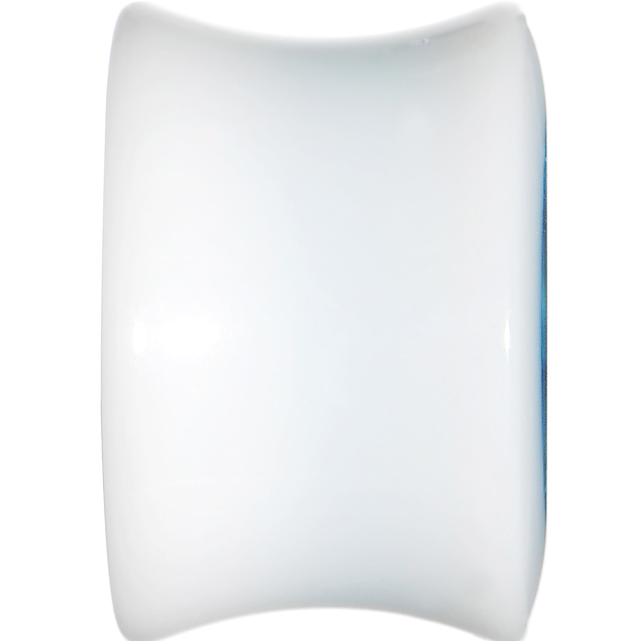 9/16 White Acrylic Aqua Metallic Rose Flower Plug