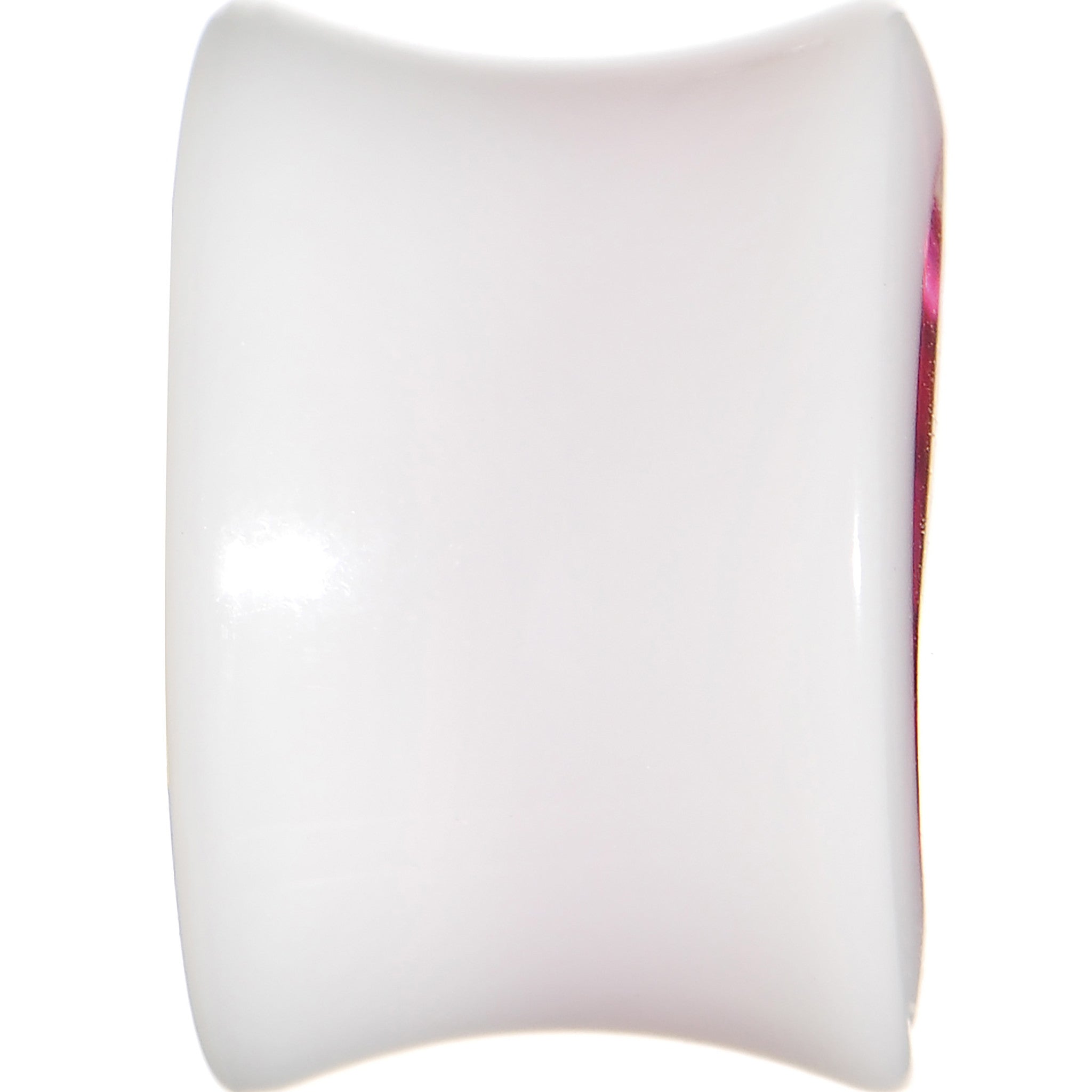 9/16 White Acrylic Pink Metallic Rose Flower Plug