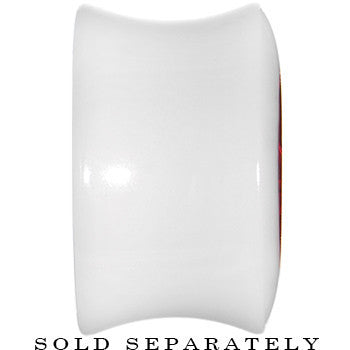 5/8 White Acrylic Red Metallic Rose Flower Plug