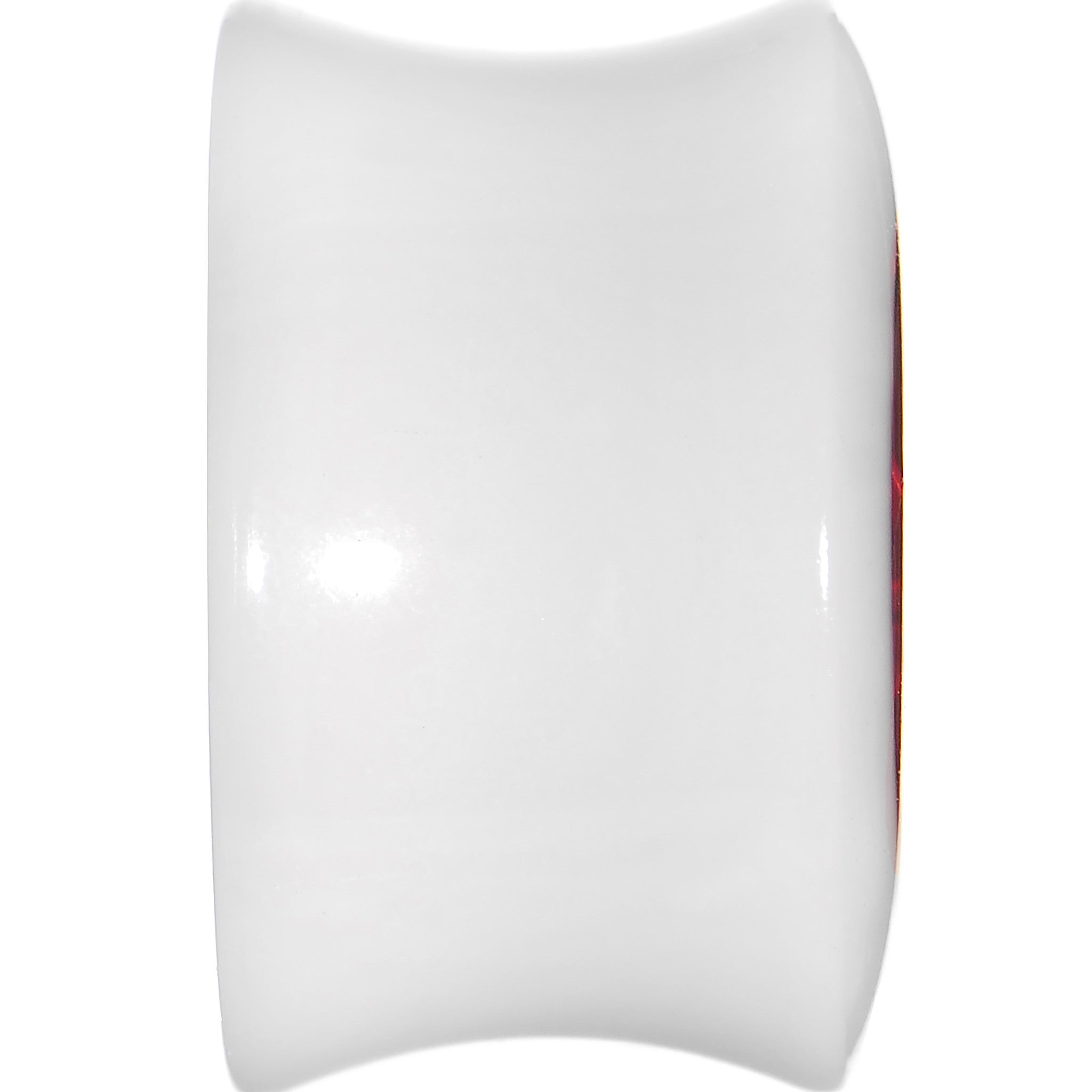 5/8 White Acrylic Red Metallic Rose Flower Plug